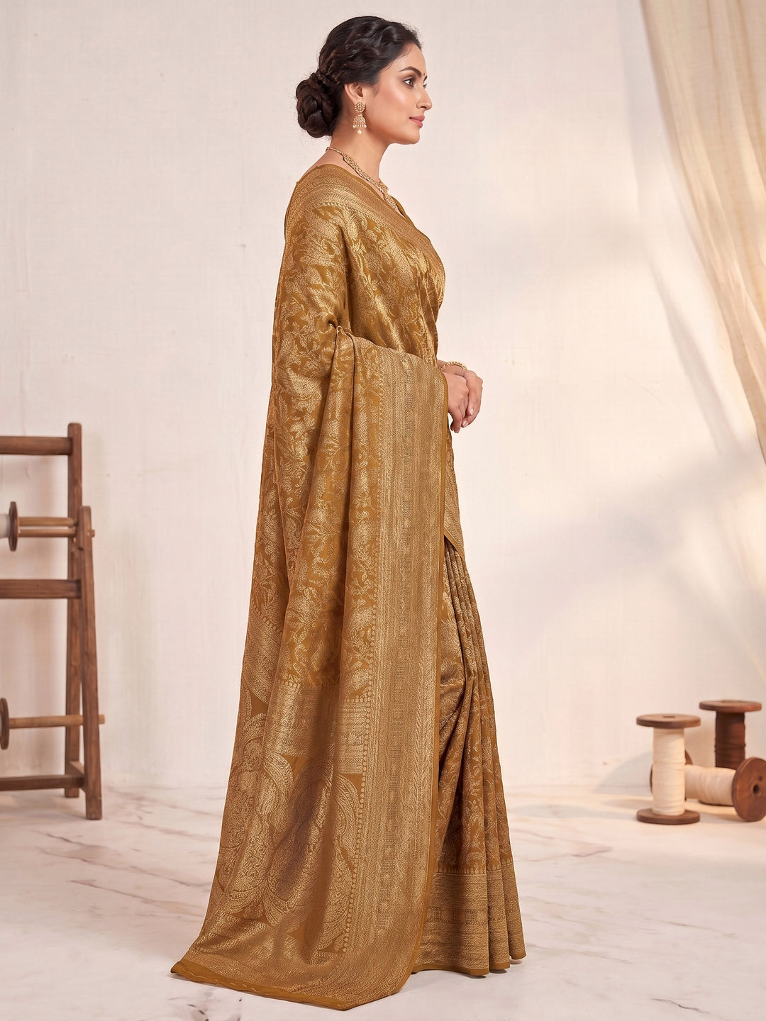 Yellow Woven Design Art Silk Kanjivaram Saree