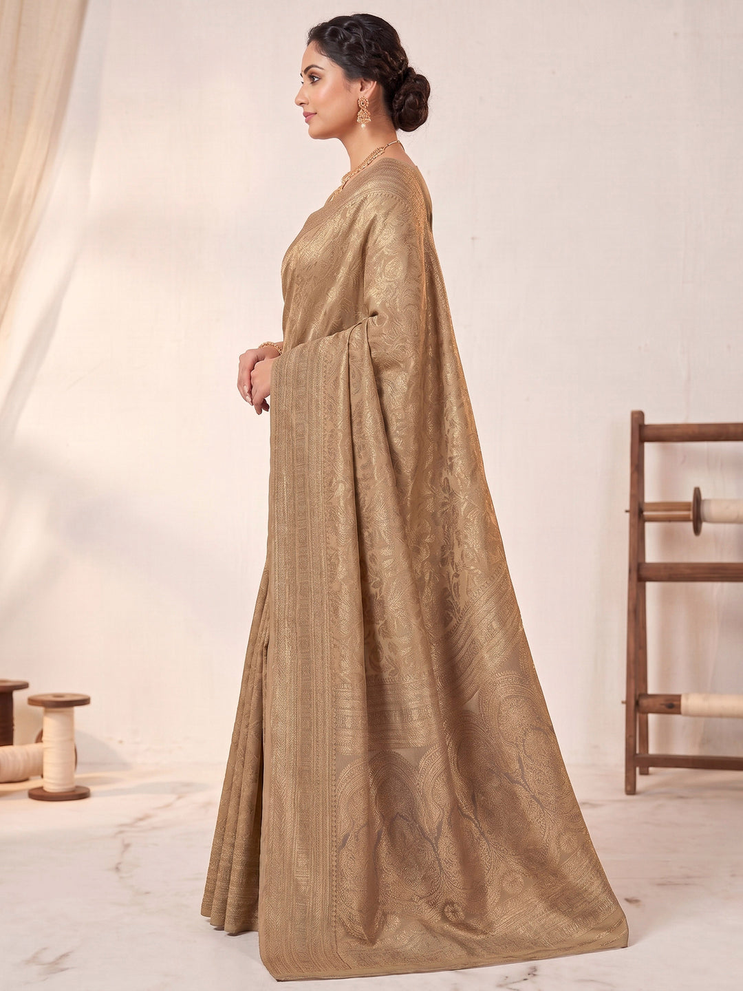 Off White Woven Design Art Silk Kanjivaram Saree
