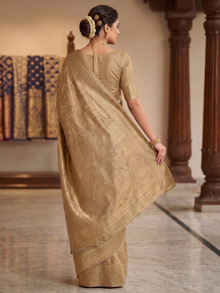 Off White Woven Design Art Silk Kanjivaram Saree