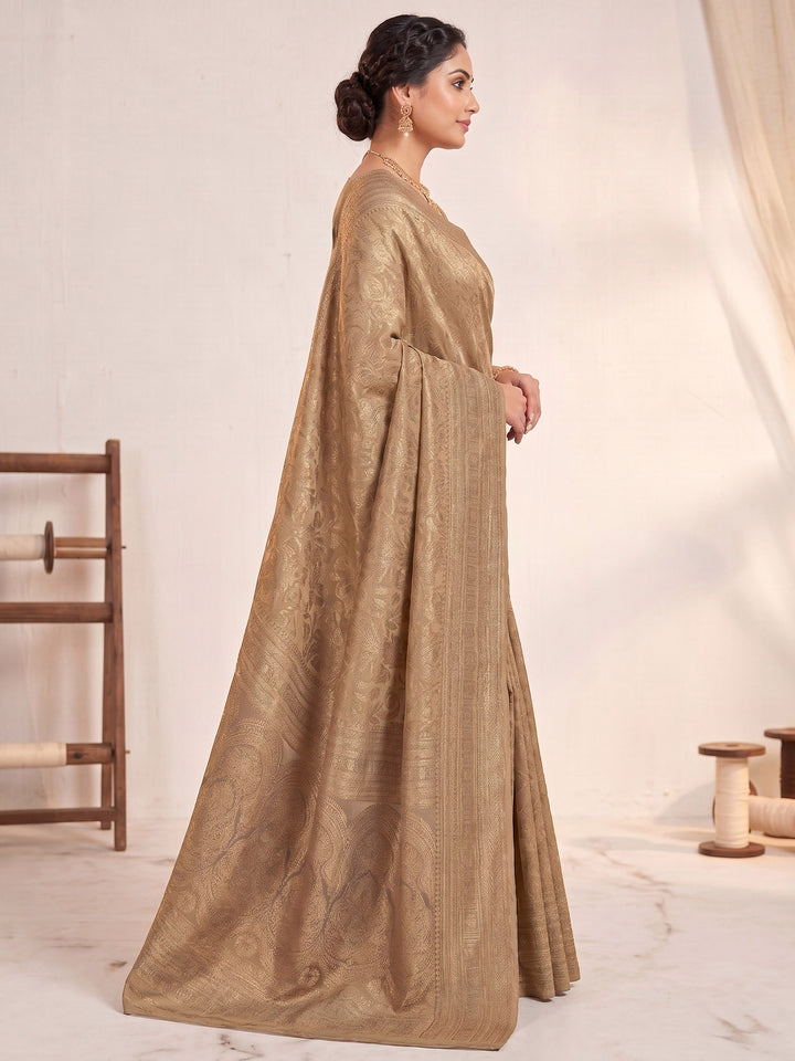 Off White Woven Design Art Silk Kanjivaram Saree