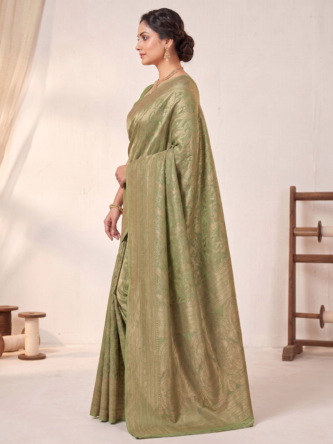 Light Green Woven Design Art Silk Kanjivaram Saree