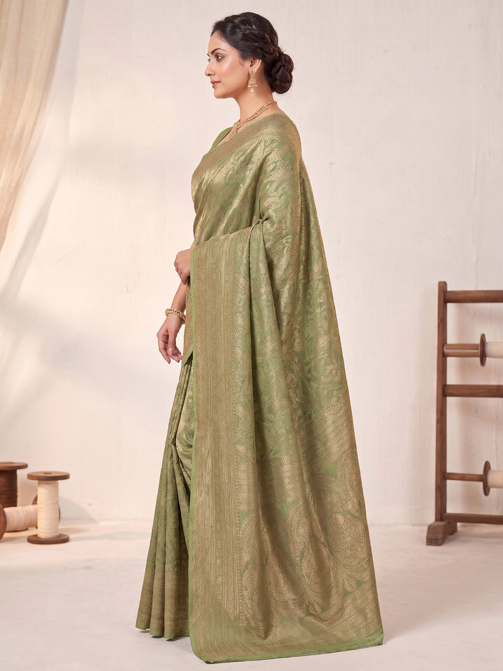Light Green Woven Design Art Silk Kanjivaram Saree