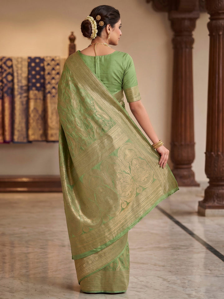 Light Green Woven Design Art Silk Kanjivaram Saree