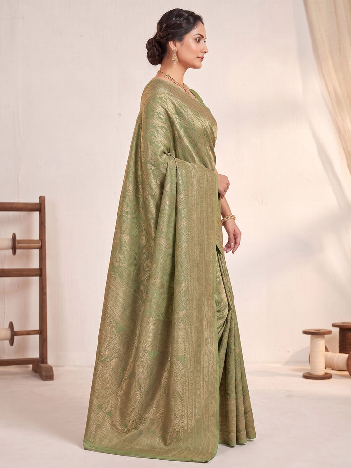 Light Green Woven Design Art Silk Kanjivaram Saree