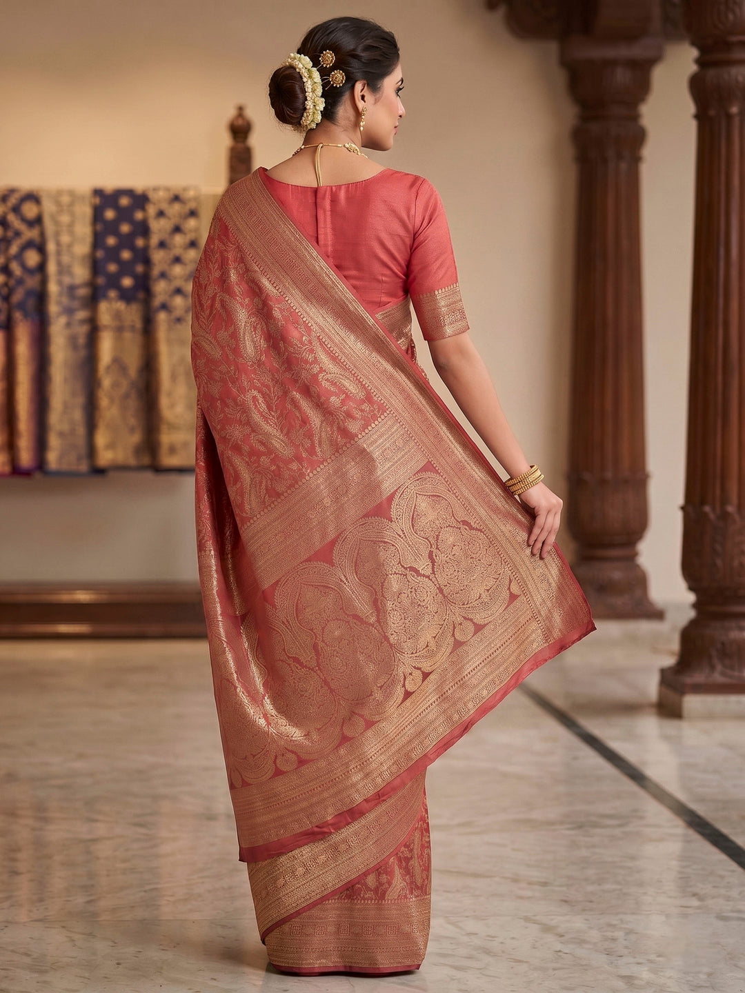 Red Woven Design Art Silk Kanjivaram Saree
