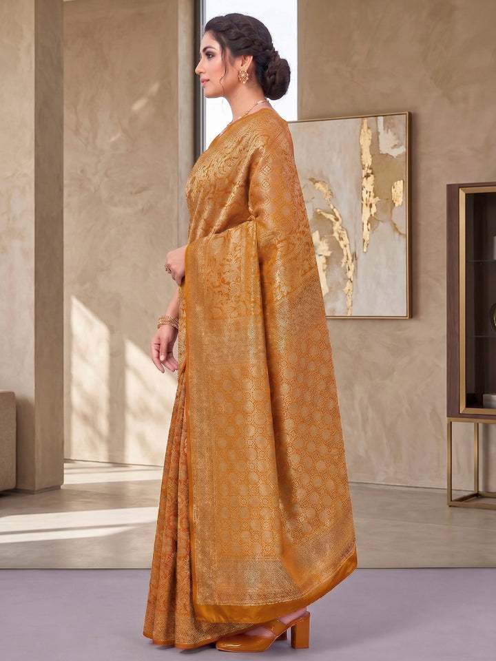Mustard Woven Design Art Silk Kanjivaram Saree