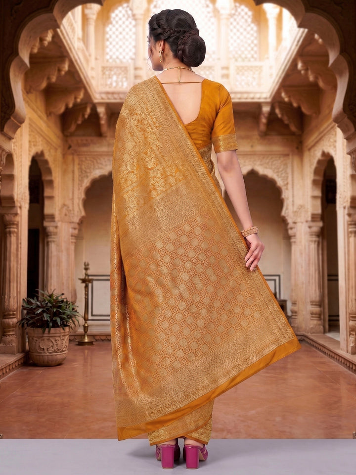 Mustard Woven Design Art Silk Kanjivaram Saree