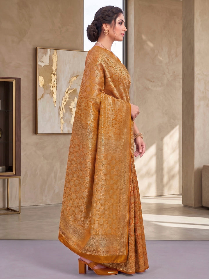 Mustard Woven Design Art Silk Kanjivaram Saree