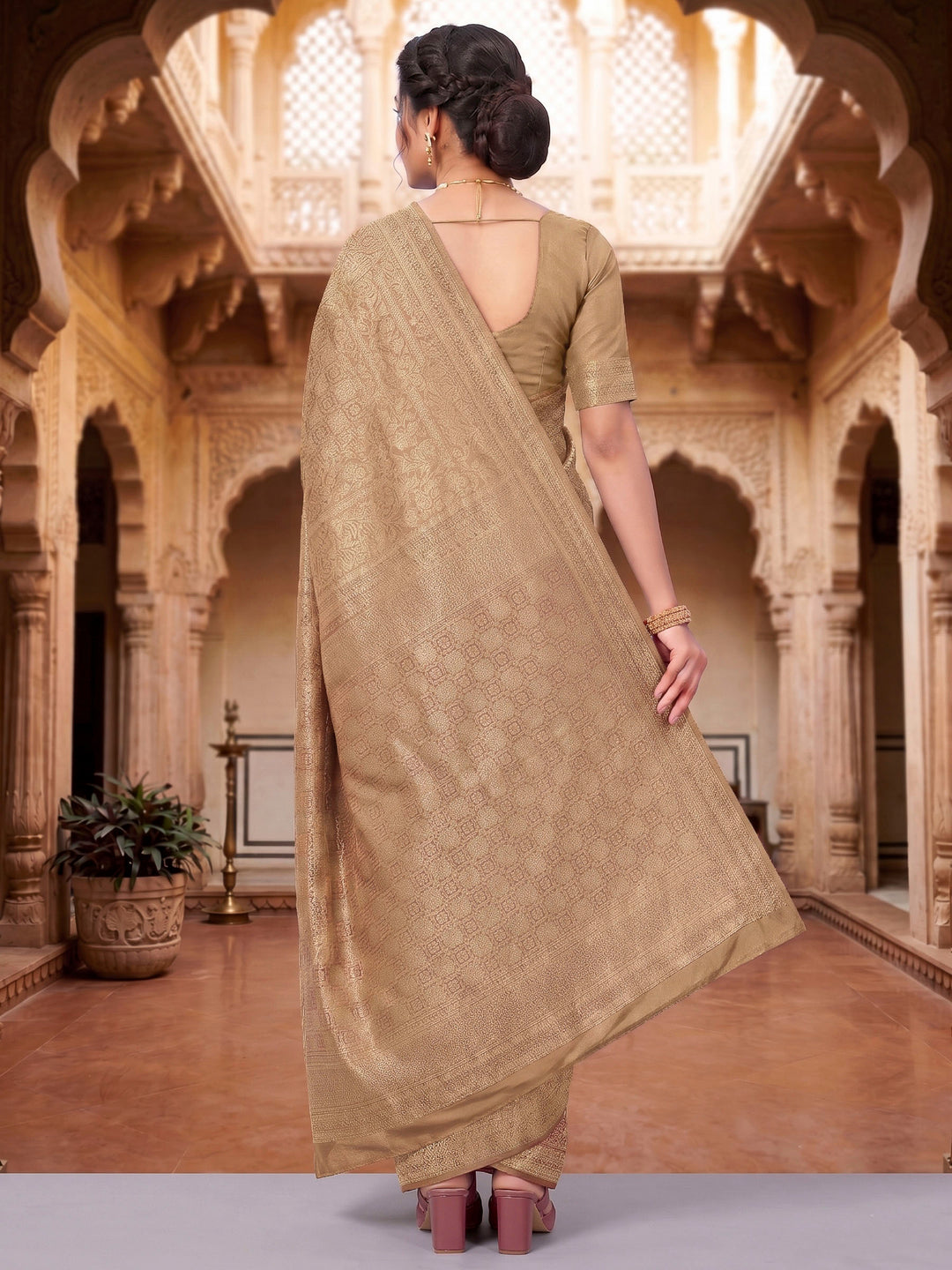 Off White Woven Design Art Silk Kanjivaram Saree