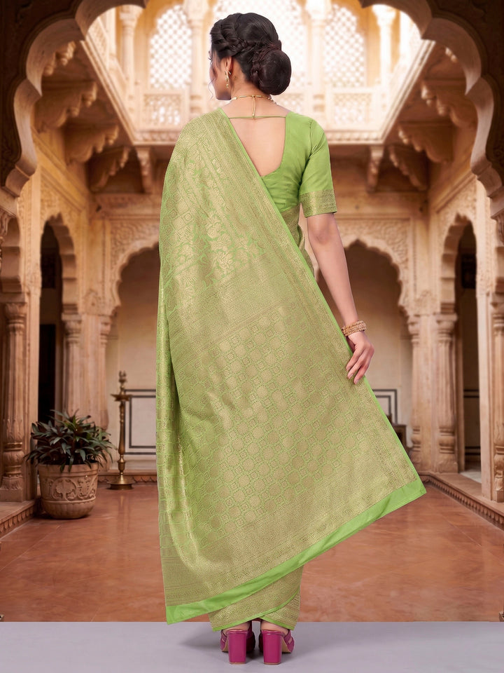 Pista Green Woven Design Art Silk Kanjivaram Saree