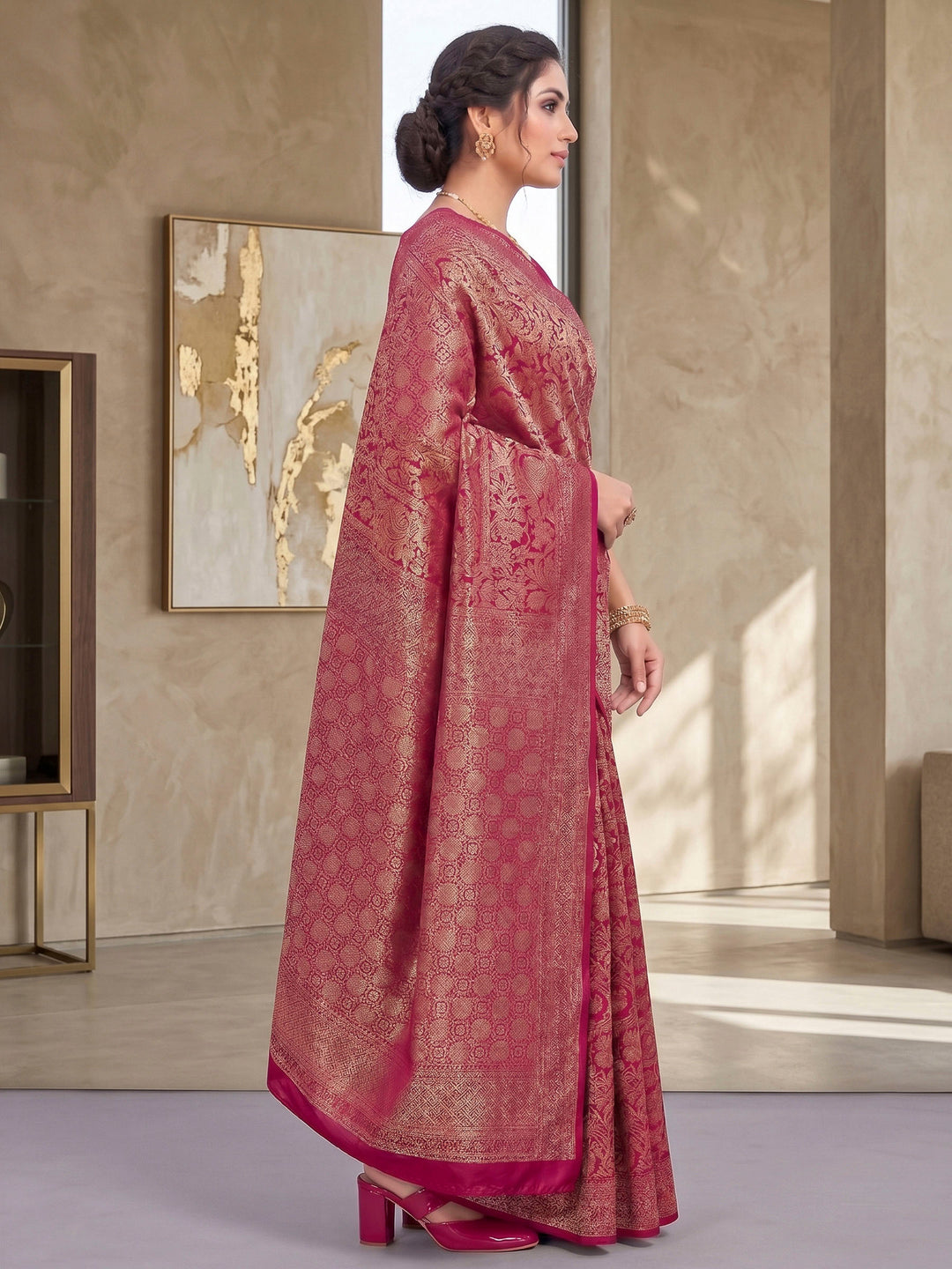 Rani Woven Design Art Silk Kanjivaram Saree