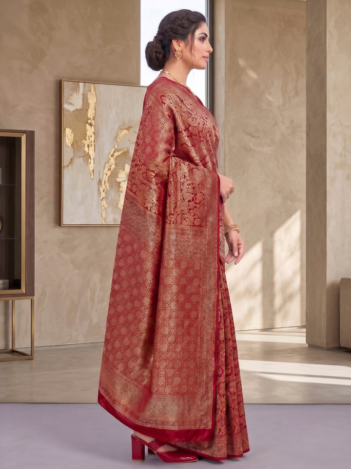 Red Woven Design Art Silk Kanjivaram Saree