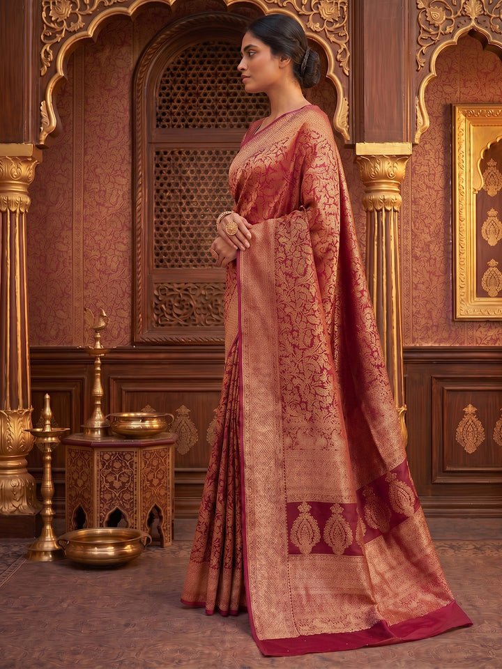 Maroon Woven Design Art Silk Kanjivaram Saree