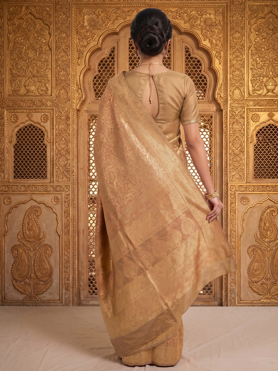 Off White Woven Design Art Silk Kanjivaram Saree