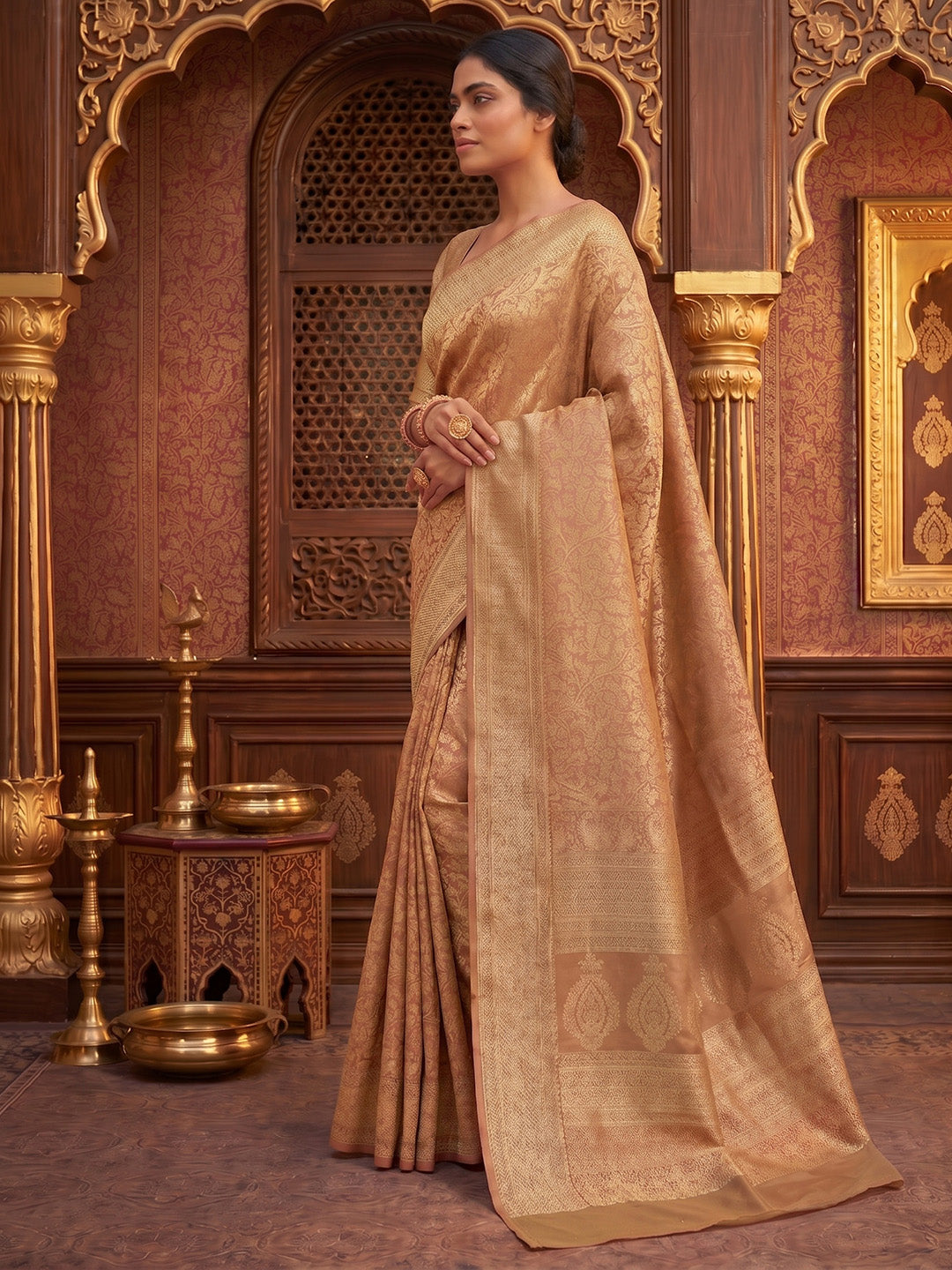 Off White Woven Design Art Silk Kanjivaram Saree