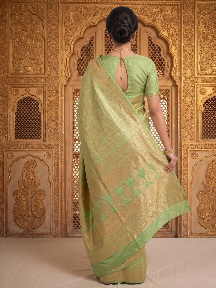 Pista Green Woven Design Art Silk Kanjivaram Saree