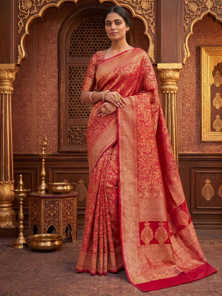 Red Woven Design Art Silk Kanjivaram Saree
