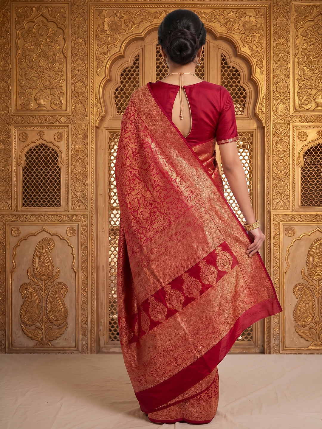 Red Woven Design Art Silk Kanjivaram Saree
