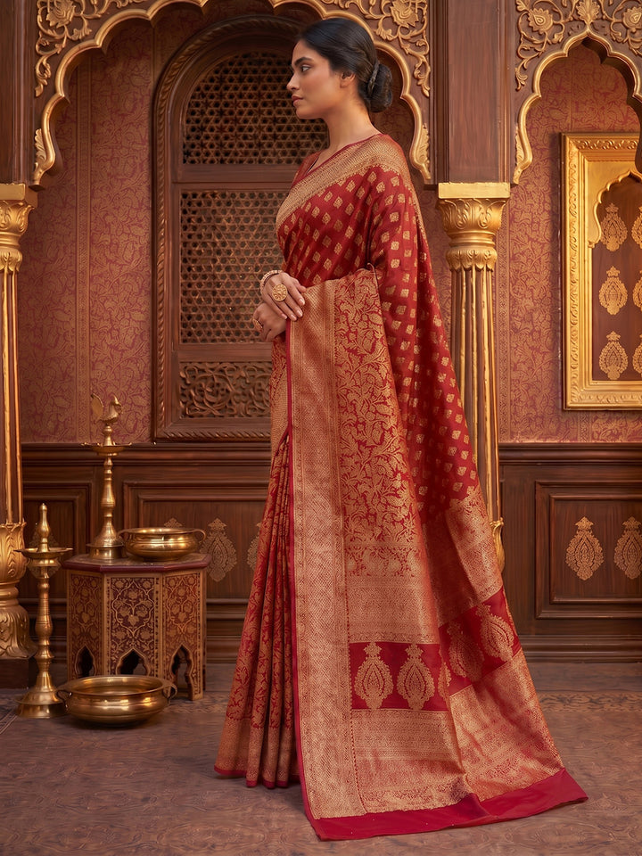 Red Woven Design Art Silk Kanjivaram Saree