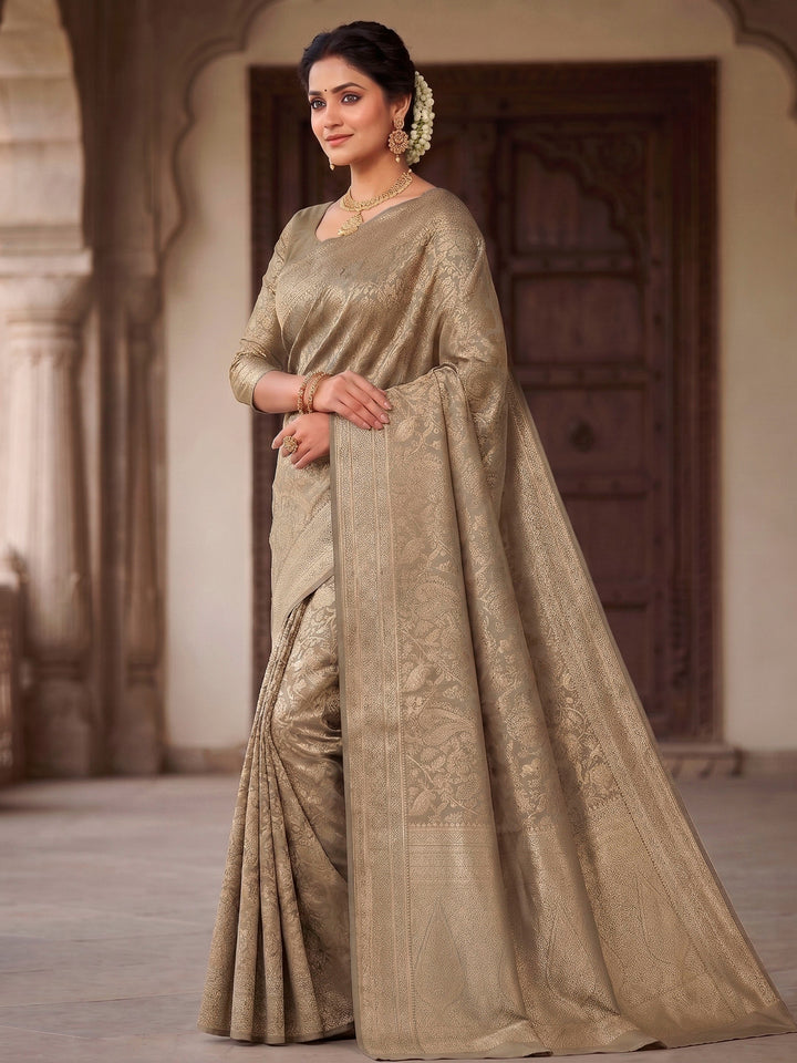 Off White Woven Design Art Silk Kanjivaram Saree