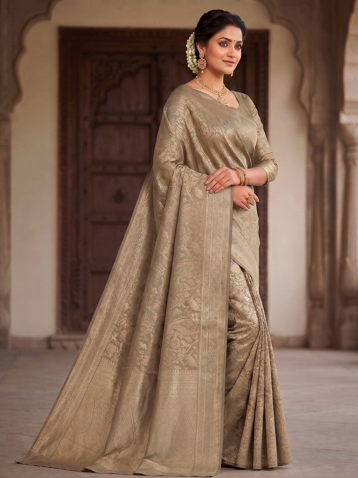 Off White Woven Design Art Silk Kanjivaram Saree