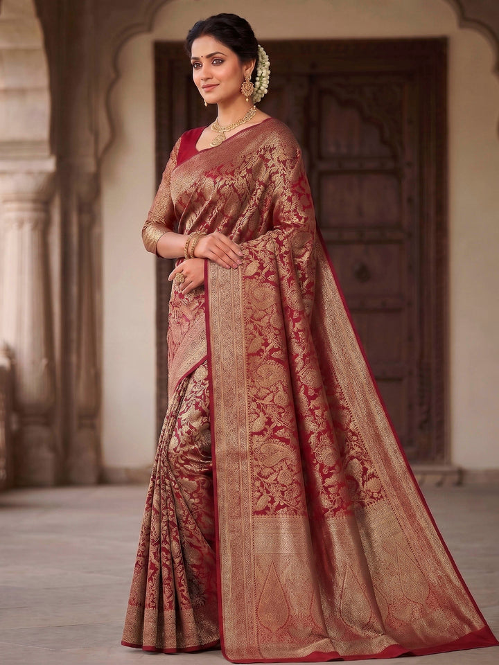Red Woven Design Art Silk Kanjivaram Saree