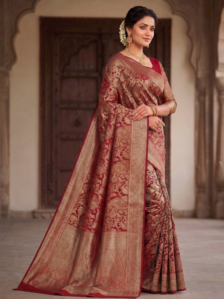 Red Woven Design Art Silk Kanjivaram Saree
