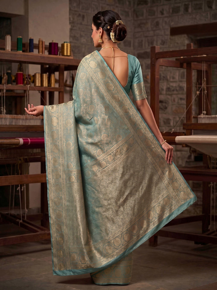 Blue Woven Design Art Silk Kanjivaram Saree