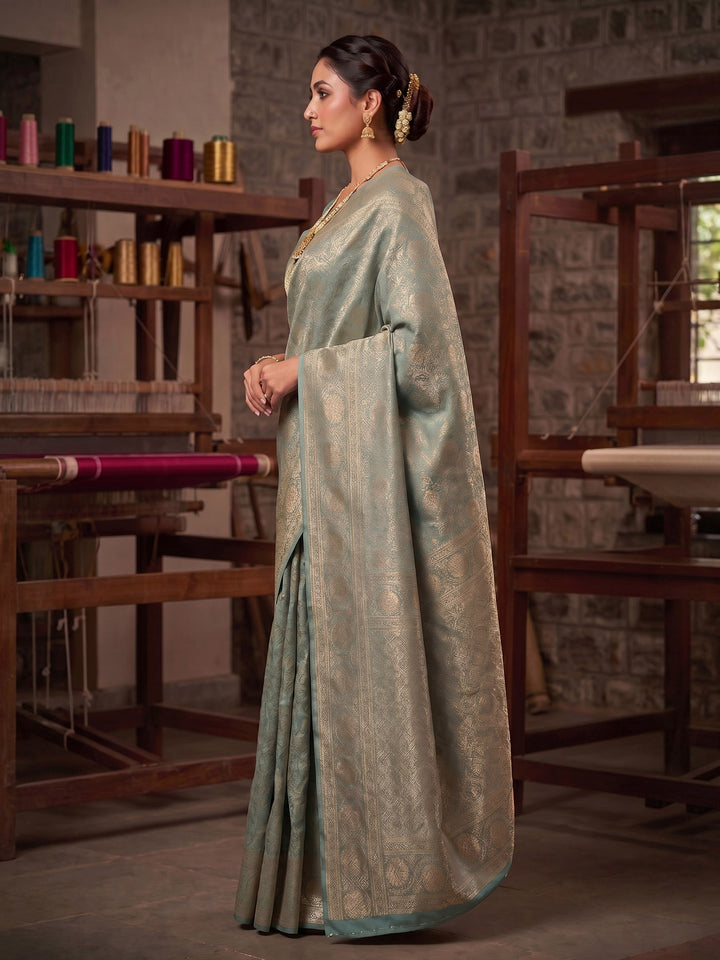 Blue Woven Design Art Silk Kanjivaram Saree