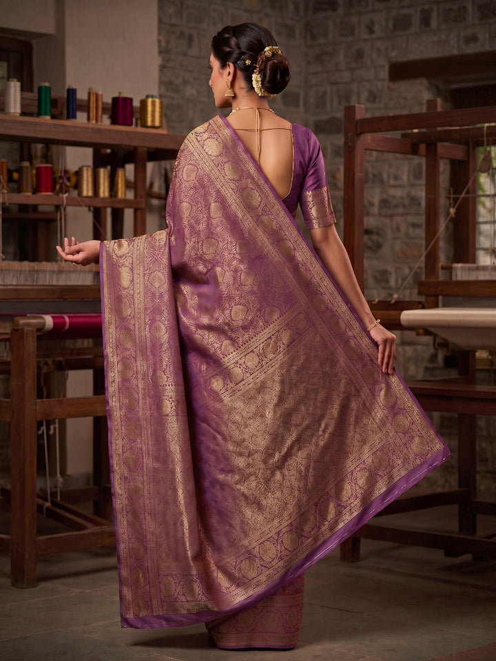 Lavender Woven Design Art Silk Kanjivaram Saree