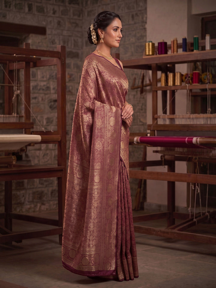 Maroon Woven Design Art Silk Kanjivaram Saree