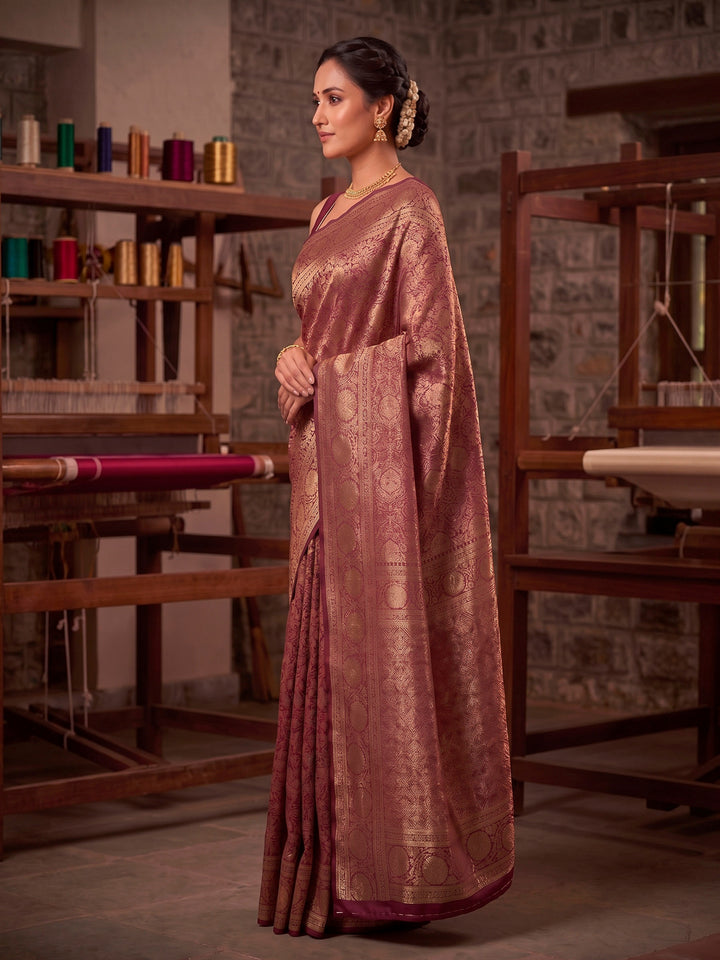 Maroon Woven Design Art Silk Kanjivaram Saree
