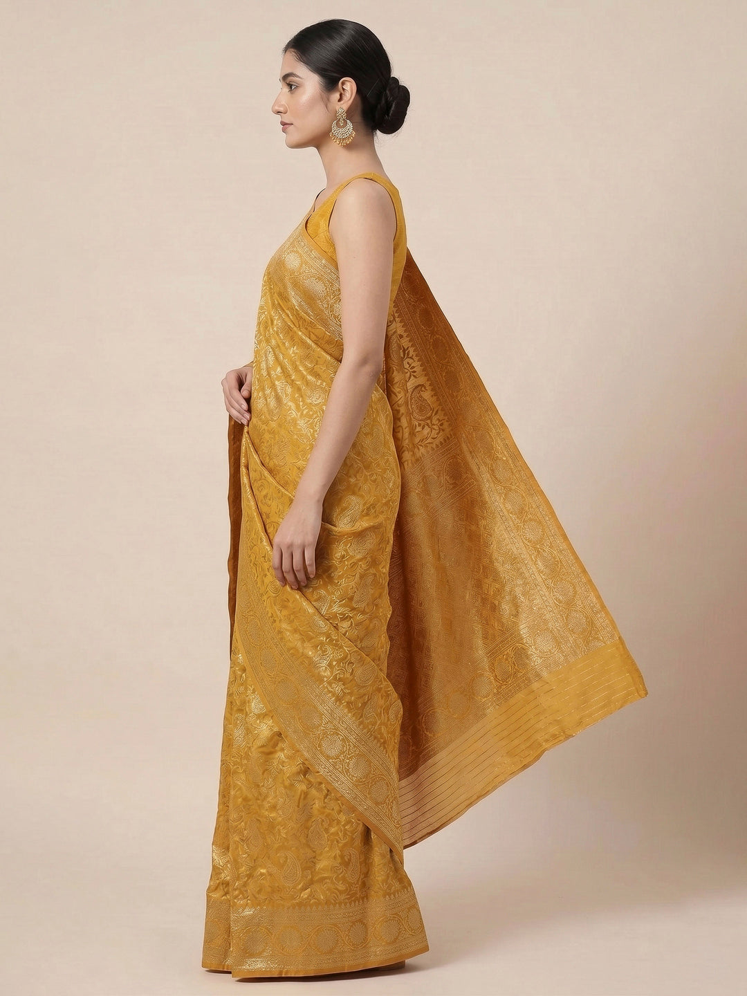 Yellow Woven Design Art Silk Kanjivaram Saree