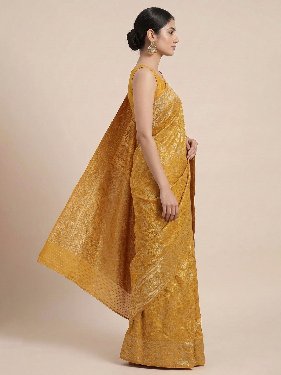 Yellow Woven Design Art Silk Kanjivaram Saree