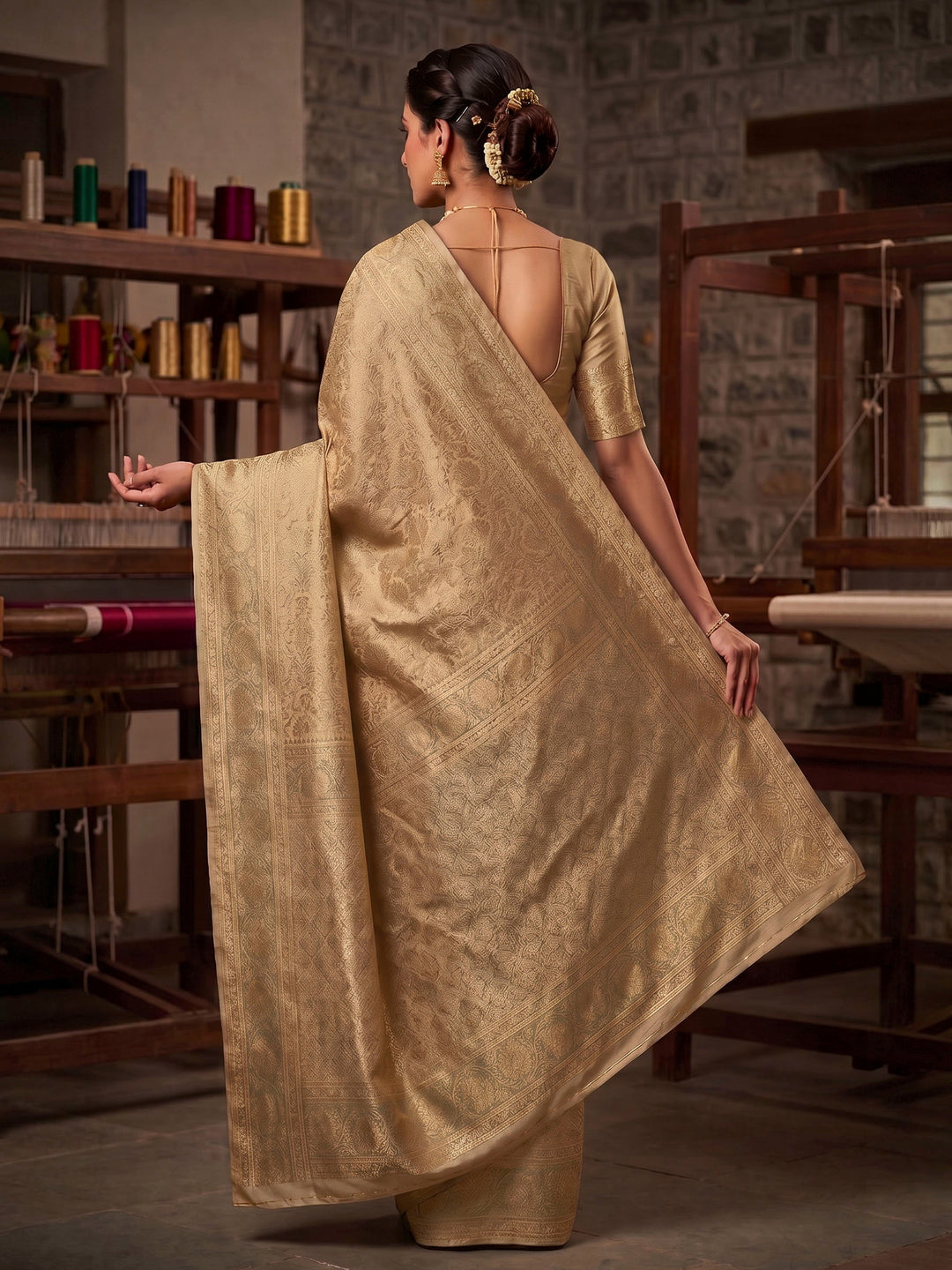 Off White Woven Design Art Silk Kanjivaram Saree