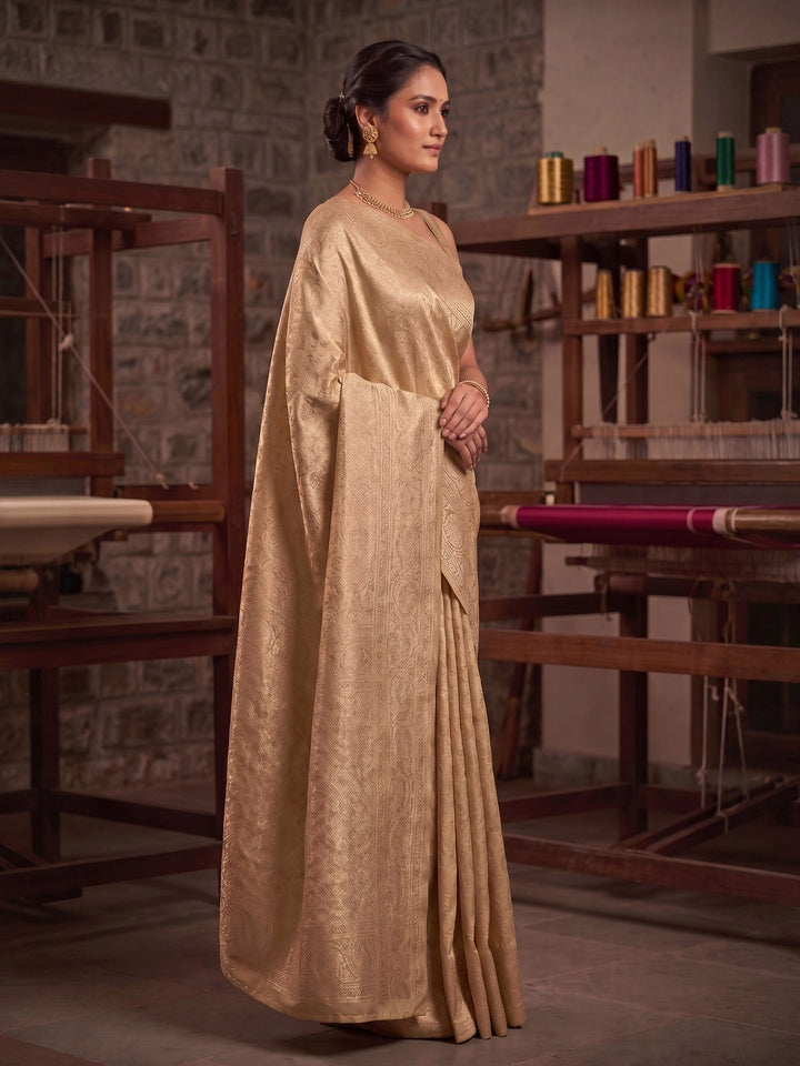 Off White Woven Design Art Silk Kanjivaram Saree