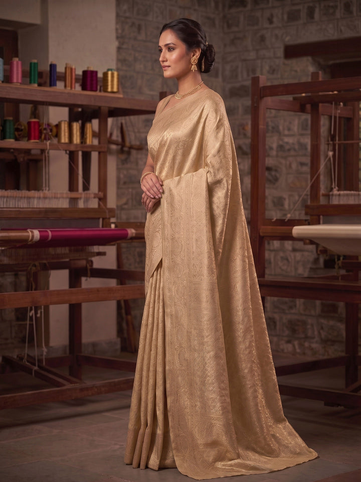 Off White Woven Design Art Silk Kanjivaram Saree