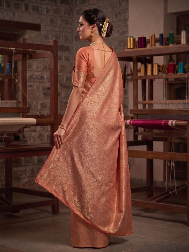 Orange Woven Design Art Silk Kanjivaram Saree