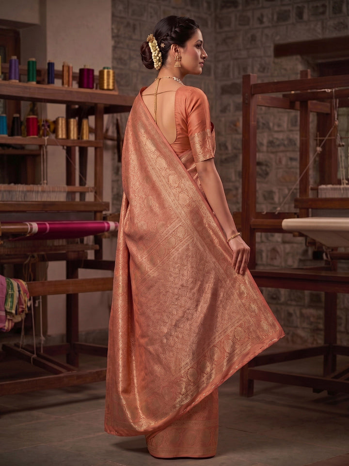 Orange Woven Design Art Silk Kanjivaram Saree