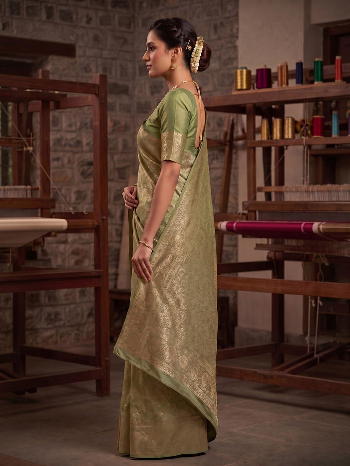 Light Green Woven Design Art Silk Kanjivaram Saree