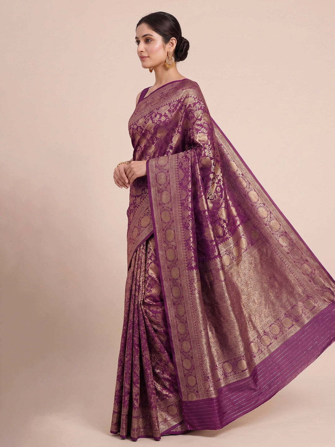 Purple Woven Design Art Silk Kanjivaram Saree