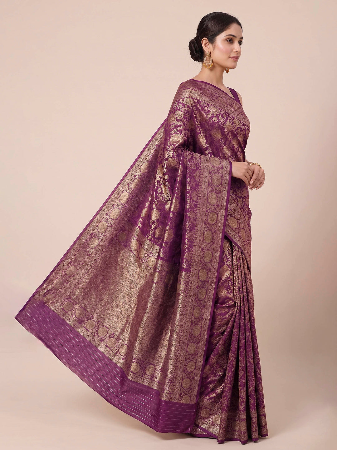 Purple Woven Design Art Silk Kanjivaram Saree