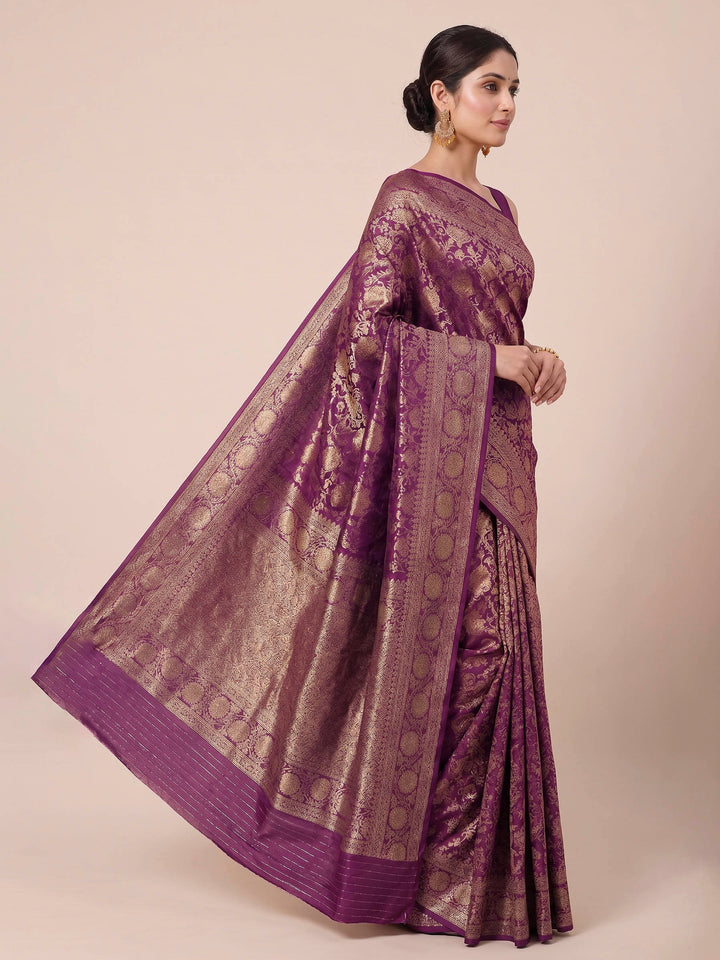 Purple Woven Design Art Silk Kanjivaram Saree