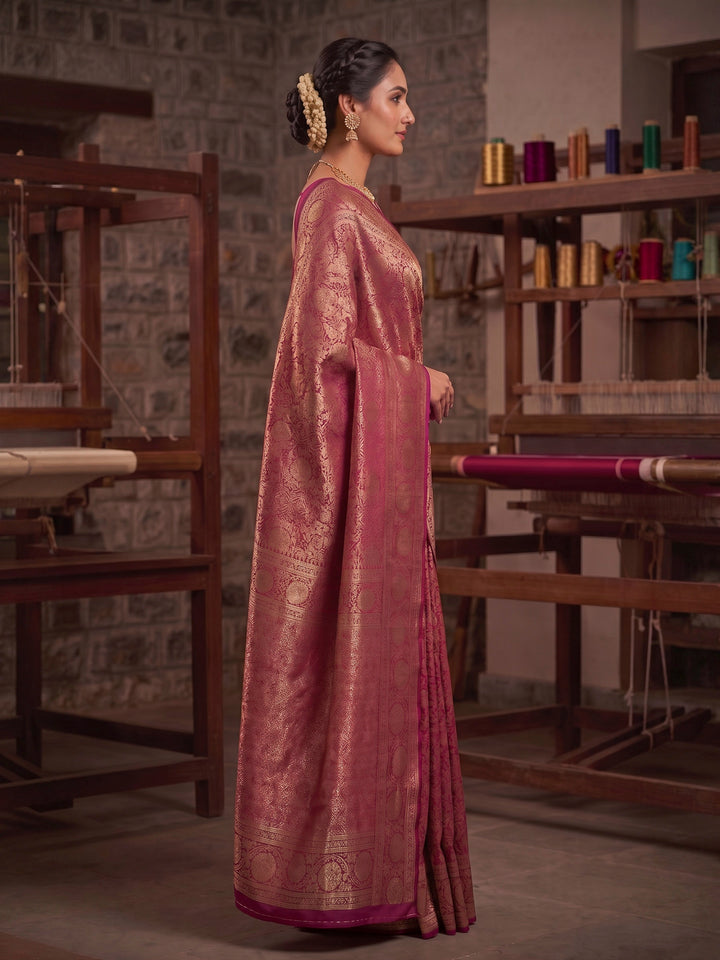Pink Woven Design Art Silk Kanjivaram Saree