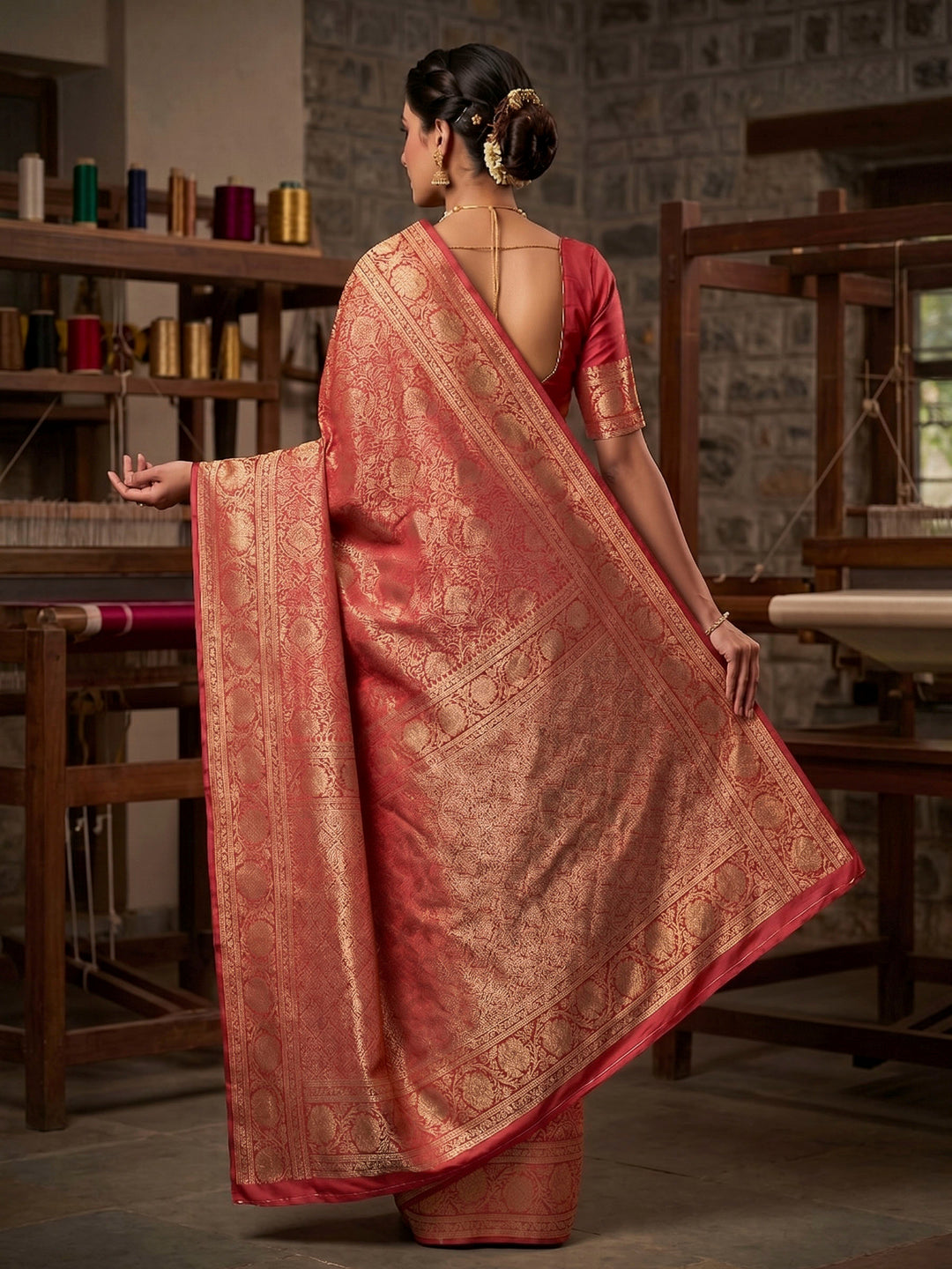 Red Woven Design Art Silk Kanjivaram Saree