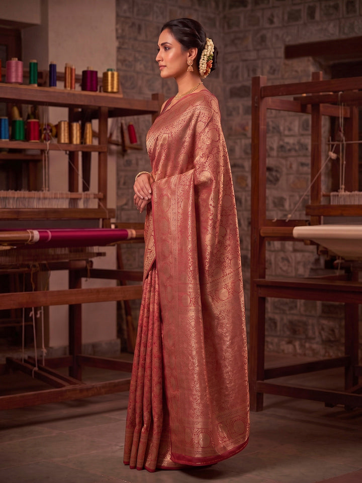 Red Woven Design Art Silk Kanjivaram Saree