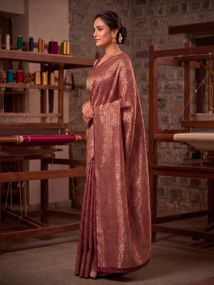 Maroon Woven Design Art Silk Kanjivaram Saree