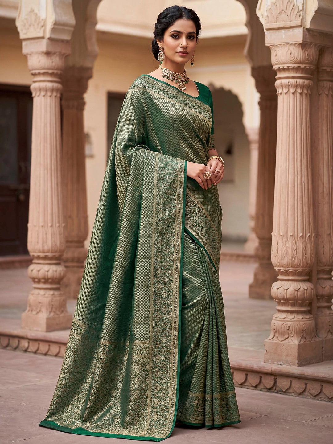 Green Woven Design Art Silk Kanjivaram Saree