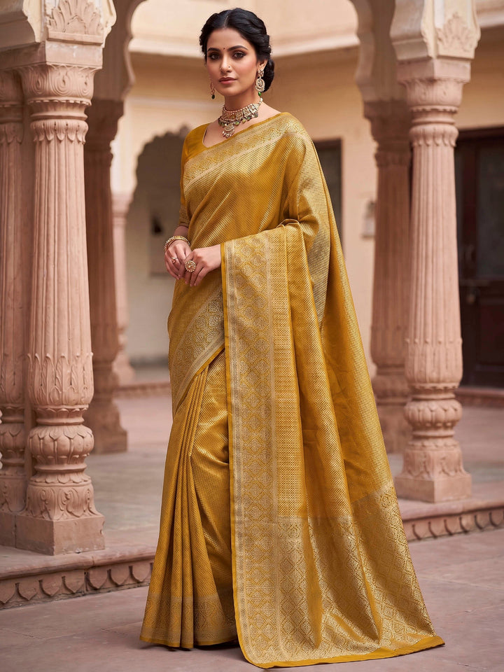 Yellow Woven Design Art Silk Kanjivaram Saree