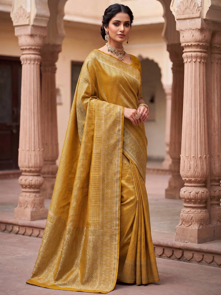 Yellow Woven Design Art Silk Kanjivaram Saree